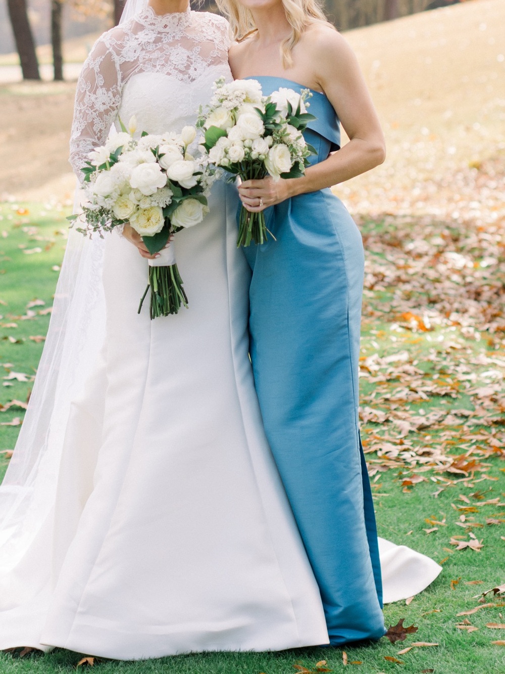 Strapless Bridesmaid Gown in Dusty Blue